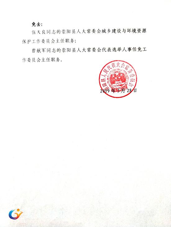 【权威发布】崇阳县最新人事任免公告